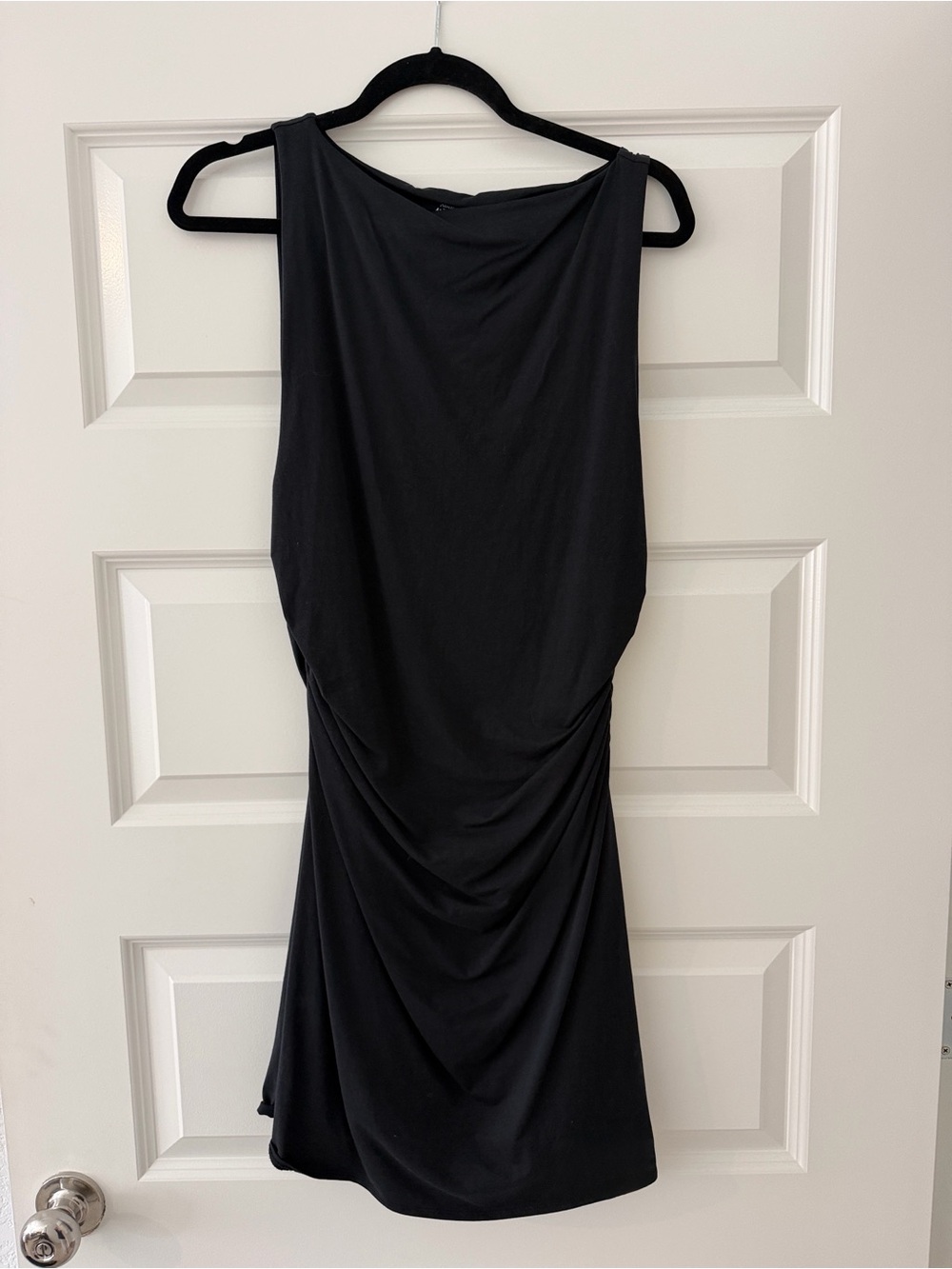 Abercrombie & Fitch Black Sleeveless Draped Mini Dress